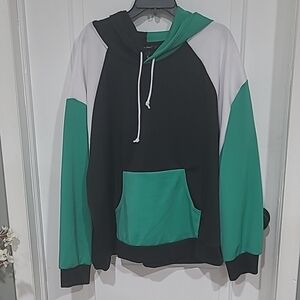 Ashley Stewart Green and Black Color Block Hoodie